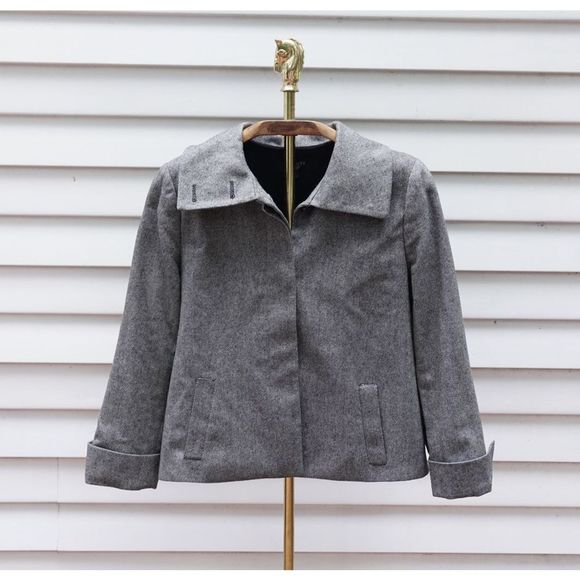 Talbots Jackets & Blazers - Talbots Wool Grey Button Front High Neck A-Line Jacket